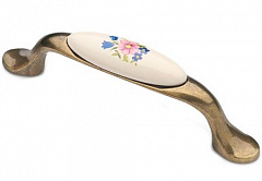 Ручка скоба №22 керамика "Цветок" (6245АВ-128) бронза